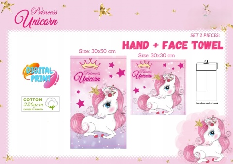 Zestaw 2 ręczników Jednorożec