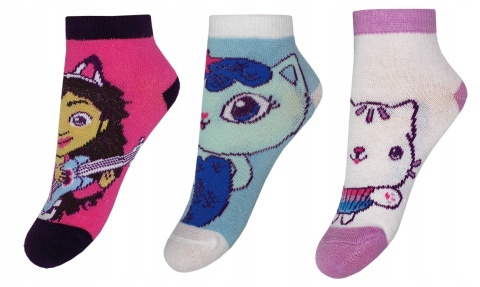 Skarpetki-dziewczęce-3-pak-Koci Domek Gabi