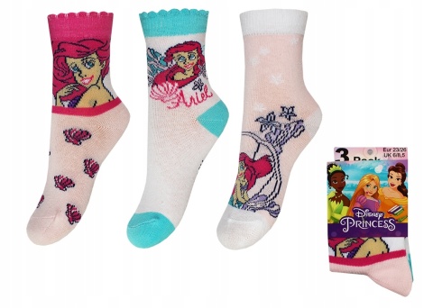 Skarpetki dziewczęce 3-pak Disney Księżniczki