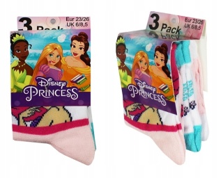 Skarpetki dziewczęce 3-pak Disney Księżniczki