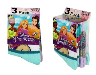 Skarpetki dziewczęce 3-pak Disney Księżniczki