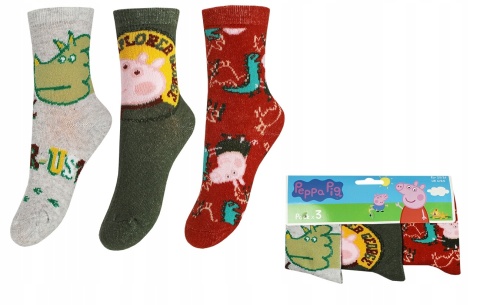Skarpetki dla chłopca 3-pak Świnka Peppa