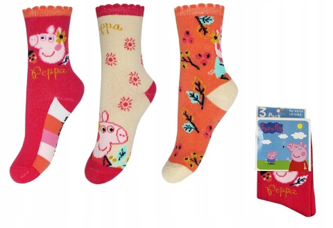 Skarpetki dla dziewczynki 3-pak Świnka Peppa