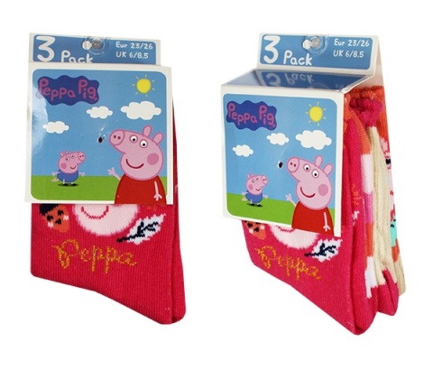 Skarpetki dla dziewczynki 3-pak Świnka Peppa