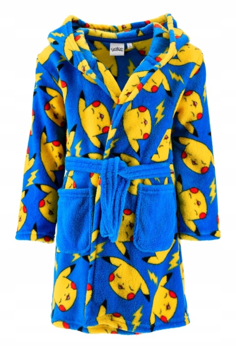 Szlafrok dziecięcy z kapturem i kieszeniami Pokemon