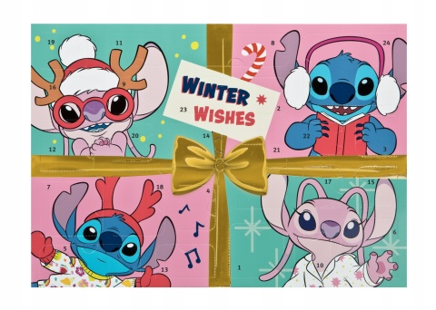 Kalendarz adwentowy dla dzieci Lilo i Stitch pełny 24 okienka Święta