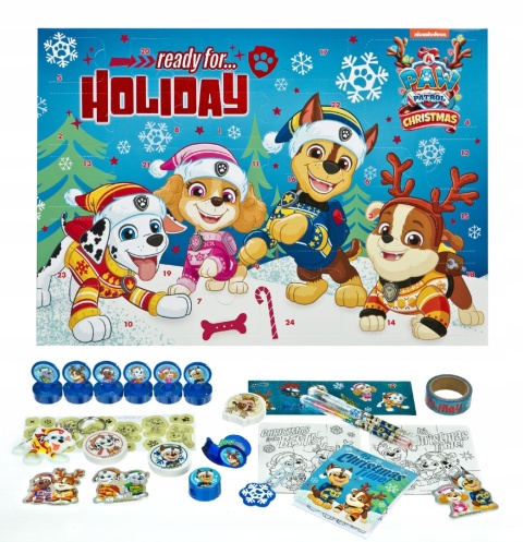 Kalendarz adwentowy dla dzieci Psi Patrol pełny 24 okienka prezent Mikołaj