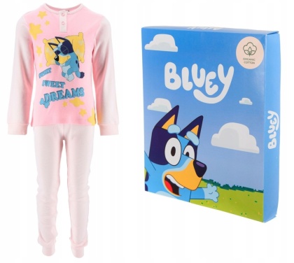 Piżama dziewczęca Bluey długi rękaw i spodnie w pudełku prezentowym
