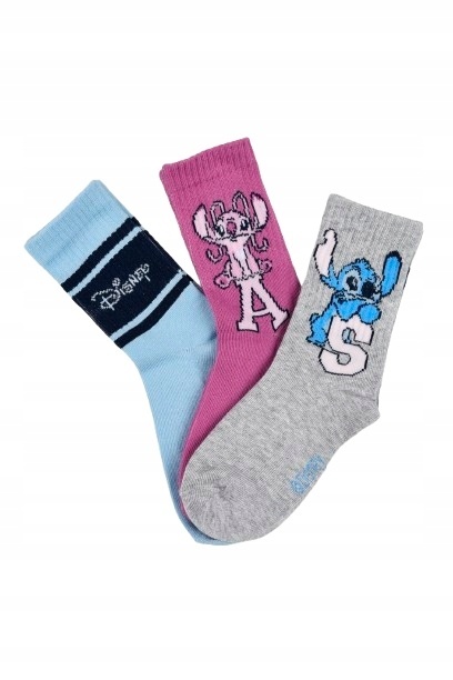 Skarpetki dla dziewczynki bawełniane Lilo i Stitch 3-pak