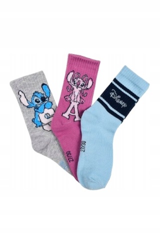 Skarpetki dla dziewczynki bawełniane Lilo i Stitch 3-pak