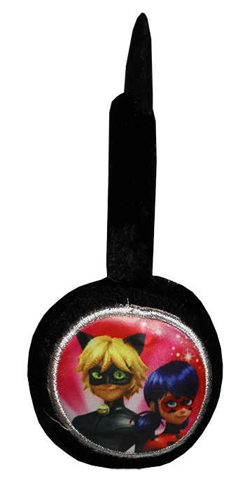 Biedronka i czarny kot nauszniki dla dziewczynki kotek