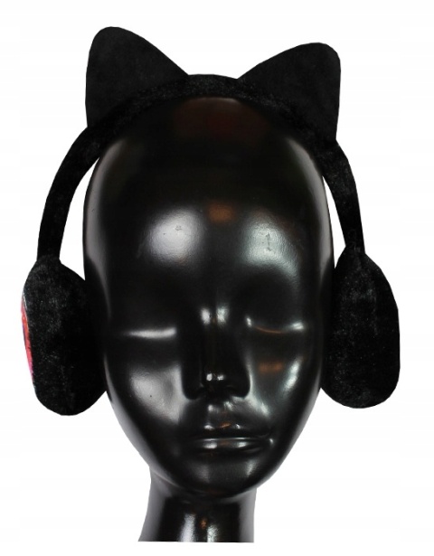 Biedronka i czarny kot nauszniki dla dziewczynki kotek