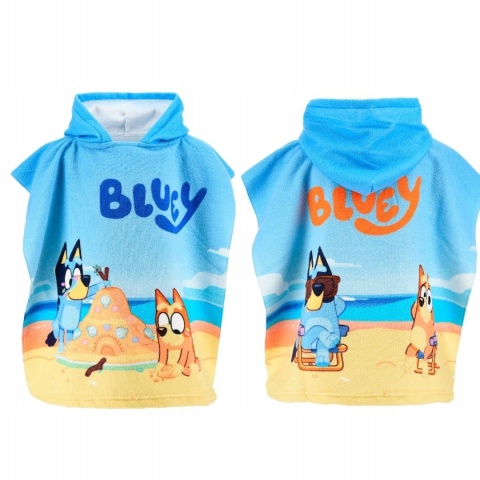 BLUEY Poncho ręcznik z kapturem na basen plażę szybkoschnące 55x110 cm
