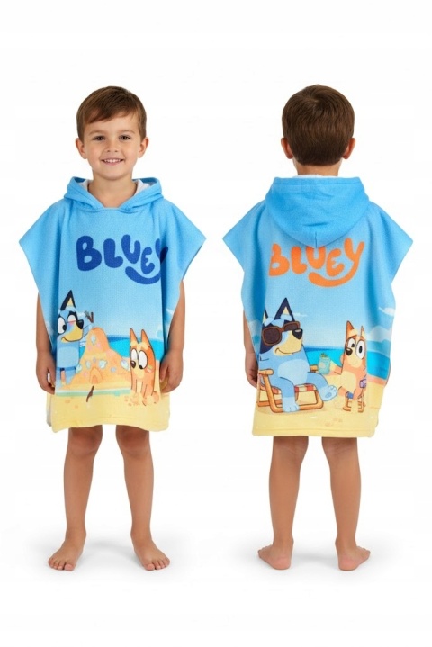 BLUEY Poncho ręcznik z kapturem na basen plażę szybkoschnące 55x110 cm