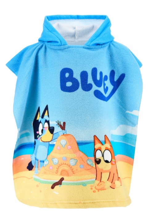 BLUEY Poncho ręcznik z kapturem na basen plażę szybkoschnące 55x110 cm