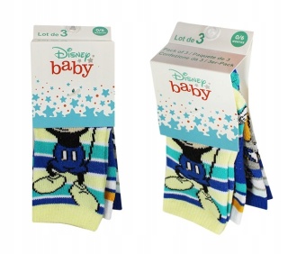 3x skarpetki dla dziecka niemowlęce Disney baby Pluto Mickey 6-12 mies.