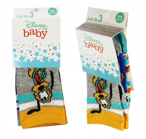 3x skarpetki dla dziecka niemowlęce Disney baby Myszka Mickey 0-6M