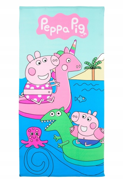 Ręcznik plażowy duży Świnka Peppa szybkoschnący 70 x 140 cm