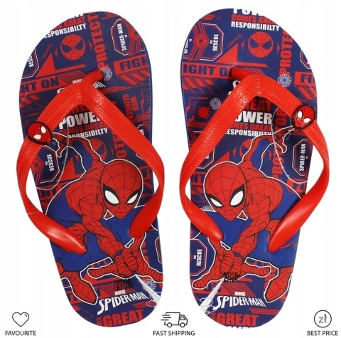 Japonki SPIDERMAN dla chłopca - Lekkie klapki na basen i plażę