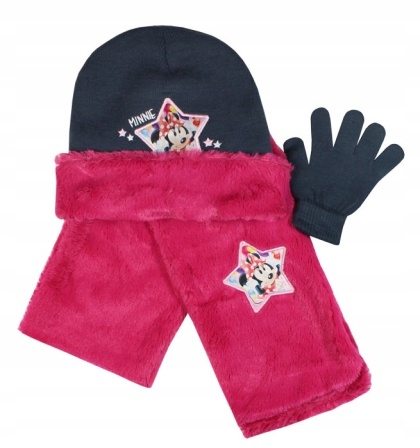Komplet zimowy czapka+szalik+rękawiczki ciepły Myszka Minnie 54