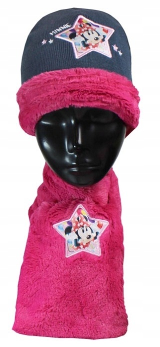 Komplet zimowy czapka+szalik+rękawiczki ciepły Myszka Minnie 54