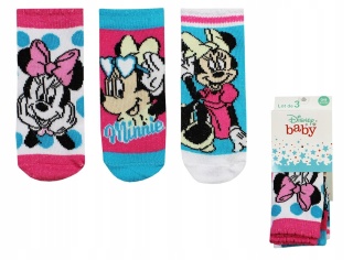 3 x skarpetki niemowlęce dla dzieci Myszka Minnie 0-6 miesięcy