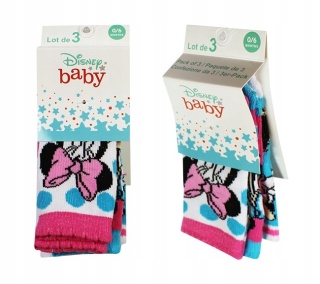 3 x skarpetki niemowlęce Myszka Minnie zestaw 6-12 miesięcy
