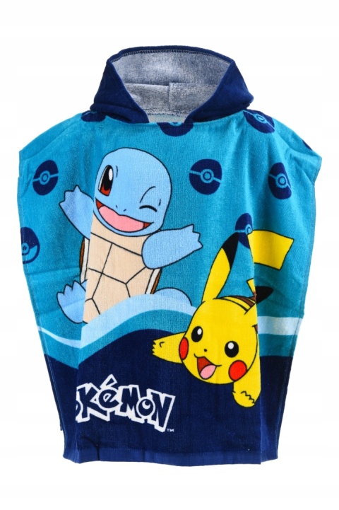 Ręcznik z kapturem ponczo kąpielowe POKEMON 55 x 110 cm