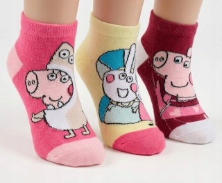 Peppa Pig Świnka Peppa Skarpetki Stopki dla dziewczynki zestaw 3 pary