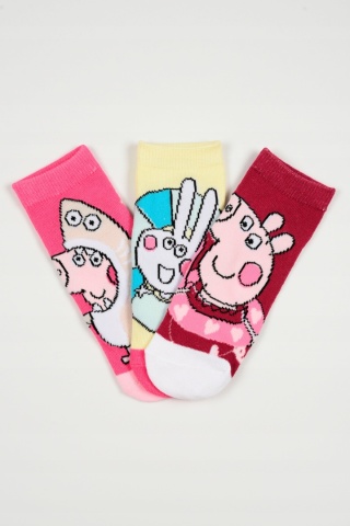 Peppa Pig Świnka Peppa Skarpetki Stopki dla dziewczynki zestaw 3 pary