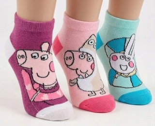 Peppa Pig Świnka Peppa Skarpetki Stopki dla dziewczynki zestaw 3 pary