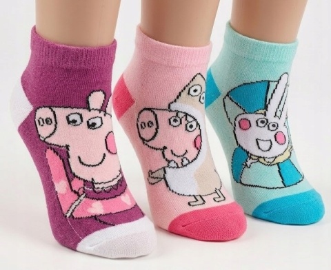 Peppa Pig Świnka Peppa Skarpetki Stopki dla dziewczynki zestaw 3 pary