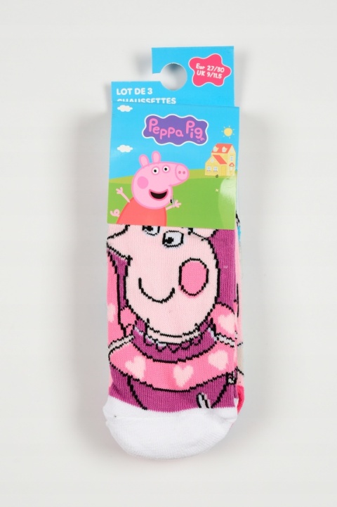 Peppa Pig Świnka Peppa Skarpetki Stopki dla dziewczynki zestaw 3 pary
