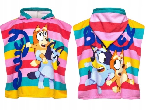 Ręcznik z kapturem ponczo kąpielowe BLUEY 55 x 110 cm