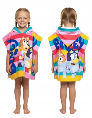 Ręcznik z kapturem ponczo kąpielowe BLUEY 55 x 110 cm