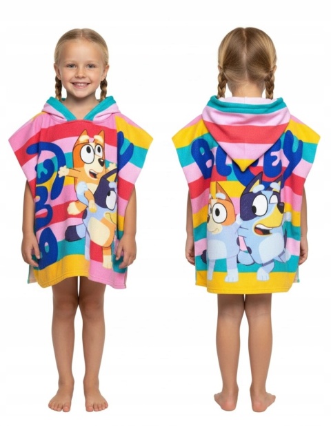 Ręcznik z kapturem ponczo kąpielowe BLUEY 55 x 110 cm