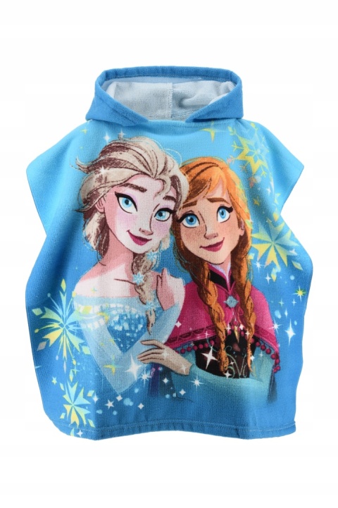 Ręcznik z kapturem ponczo kąpielowe KRAINA LODU 55 x 110 cm