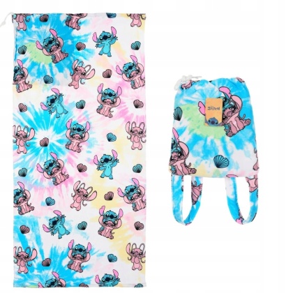 Ręcznik plażowy Stitch & Angel 2w1 z funkcją plecaka lekki i praktyczny