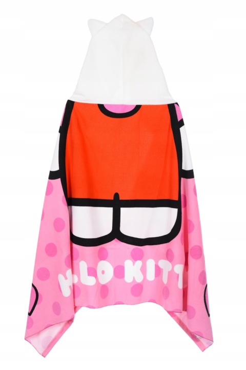 Ręcznik z kapturem ponczo kąpielowe HELLO KITTY 70 x 140 cm modny wzór