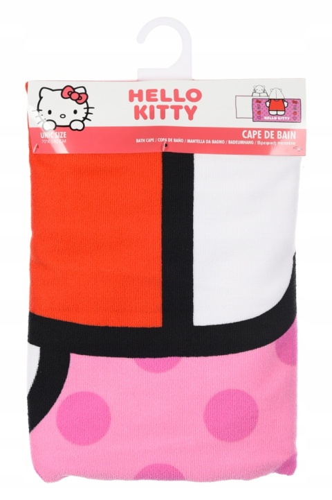 Ręcznik z kapturem ponczo kąpielowe HELLO KITTY 70 x 140 cm modny wzór