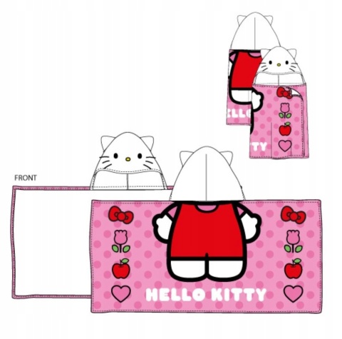 Ręcznik z kapturem ponczo kąpielowe HELLO KITTY 70 x 140 cm modny wzór