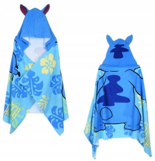 Ręcznik z kapturem ponczo kąpielowe LILO i STITCH 70 x 140 cm na prezent