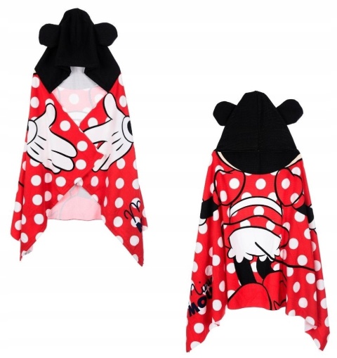 Ręcznik z kapturem ponczo kąpielowe Minnie Mouse 70 x 140 cm w kropeczki