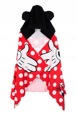 Ręcznik z kapturem ponczo kąpielowe Minnie Mouse 70 x 140 cm w kropeczki