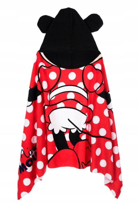 Ręcznik z kapturem ponczo kąpielowe Minnie Mouse 70 x 140 cm w kropeczki