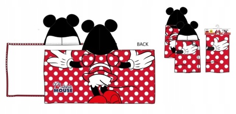 Ręcznik z kapturem ponczo kąpielowe Minnie Mouse 70 x 140 cm w kropeczki