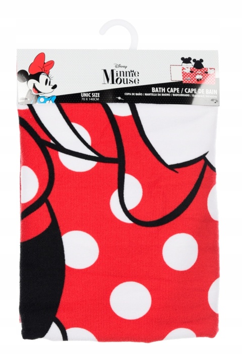 Ręcznik z kapturem ponczo kąpielowe Minnie Mouse 70 x 140 cm w kropeczki