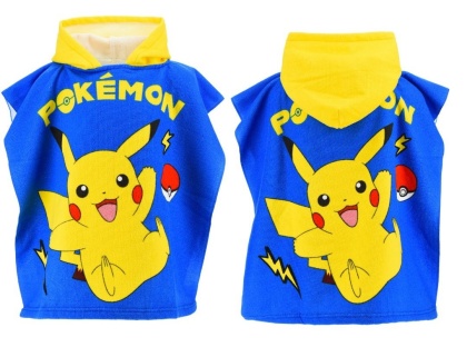 Ręcznik z kapturem ponczo kąpielowe POKEMON 55 x 110 cm