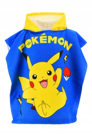 Ręcznik z kapturem ponczo kąpielowe POKEMON 55 x 110 cm