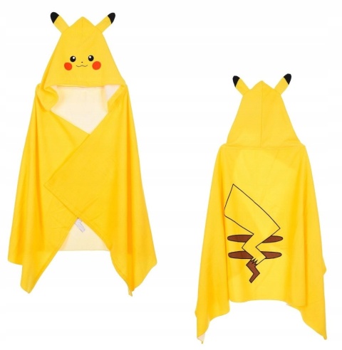 Ręcznik z kapturem ponczo kąpielowe POKEMON 70 x 140 cm PIKACHU na prezent